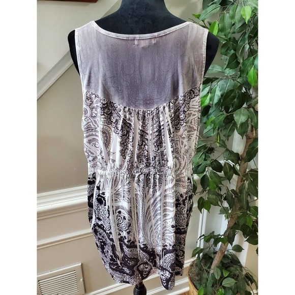 One World Women's Gray Polyester Sweetheart Neck Sleeveless Casual Top Blouse XL - Picture 9 of 13